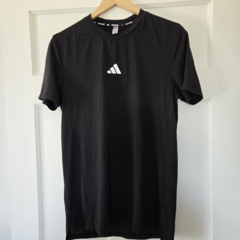 adidas Black Short Sleeve Crewneck Tee with White Logo